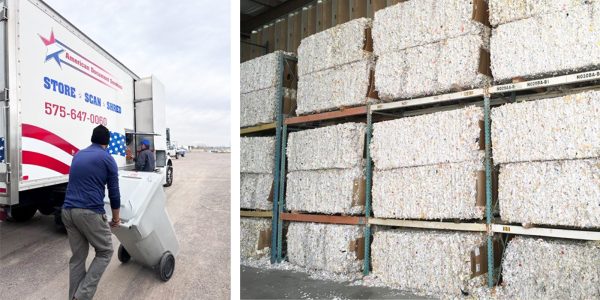 Stacks of shredded paper